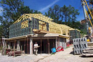 Réalisation d'une maison individuelle avec ossature en bois, à Poncins.