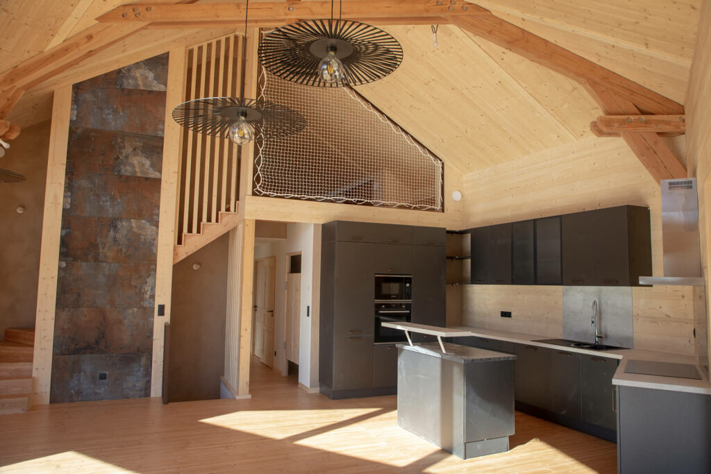 Maison individuelle avec ossature en bois, à Saint-Priest-La-Roche.