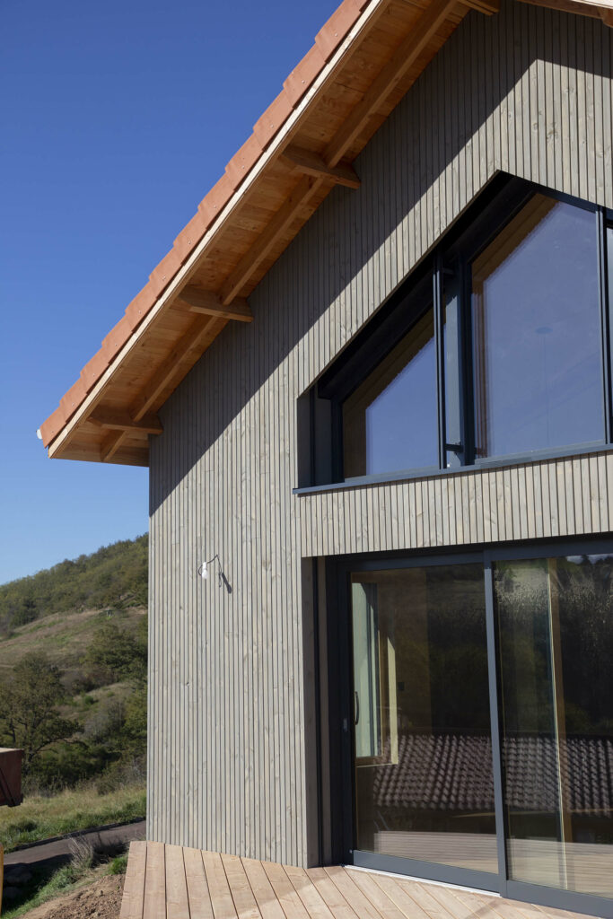 Maison individuelle avec ossature en bois, à Saint-Priest-La-Roche.